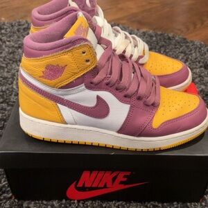 Nike Air Jordan Sneakers - Purple, Yellow, and White